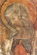 Madonna con Bambino tra Santa e Santo Stefano, affresco, chiesa parrocchiale, Porchiano